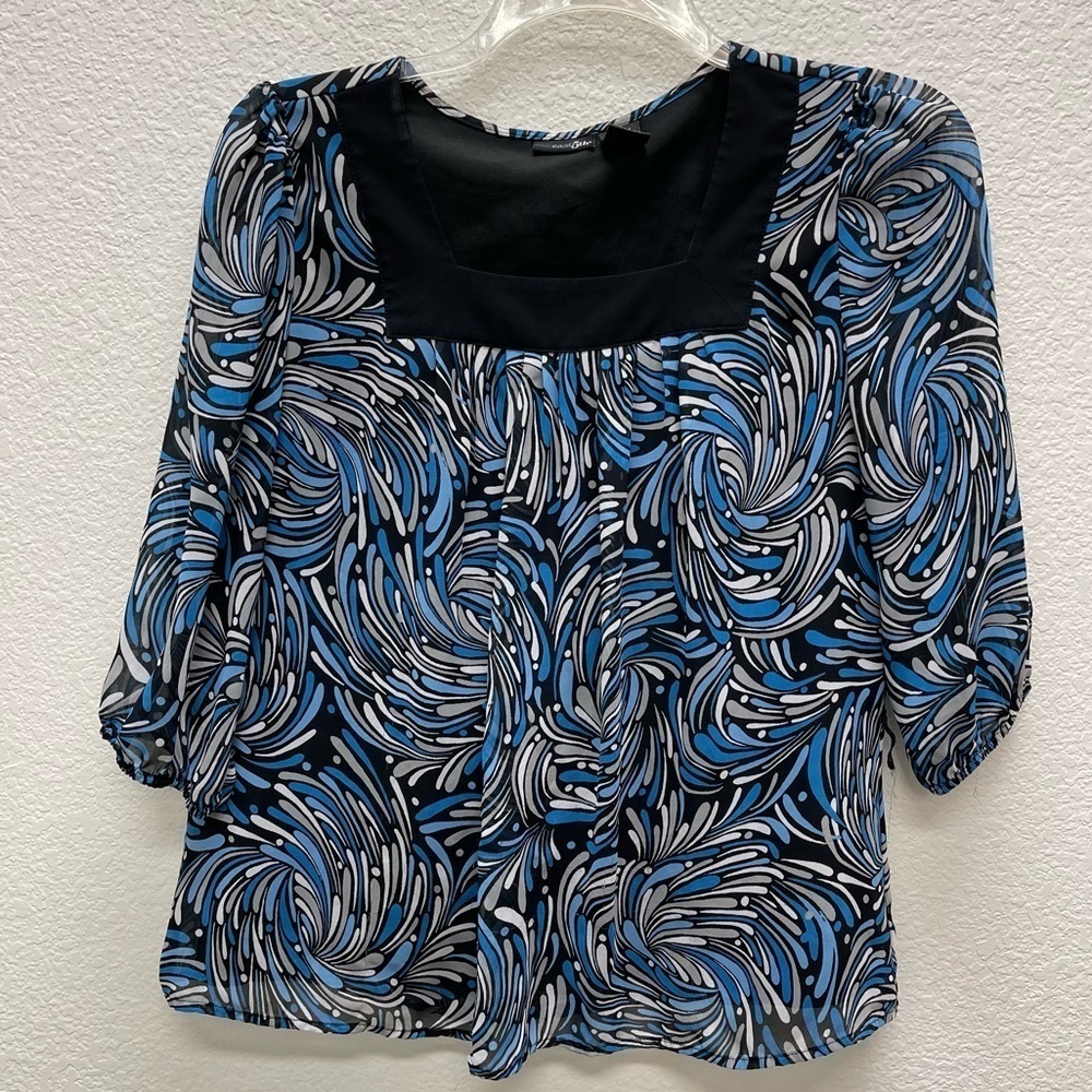 EAST 5TH Womens Large Shirt 3/4 Sleeve Sheer w/Liner Blouse Top Blouse.
